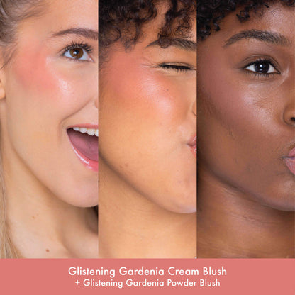 Glow milk cream blush  glistening gardenia on skin