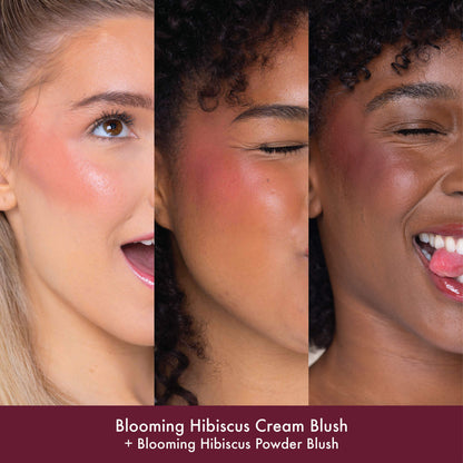 Glow milk cream blush  blooming hibiscus on skin