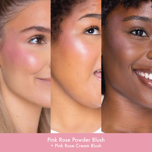 Glow milk powder matte blush pink rose on skin