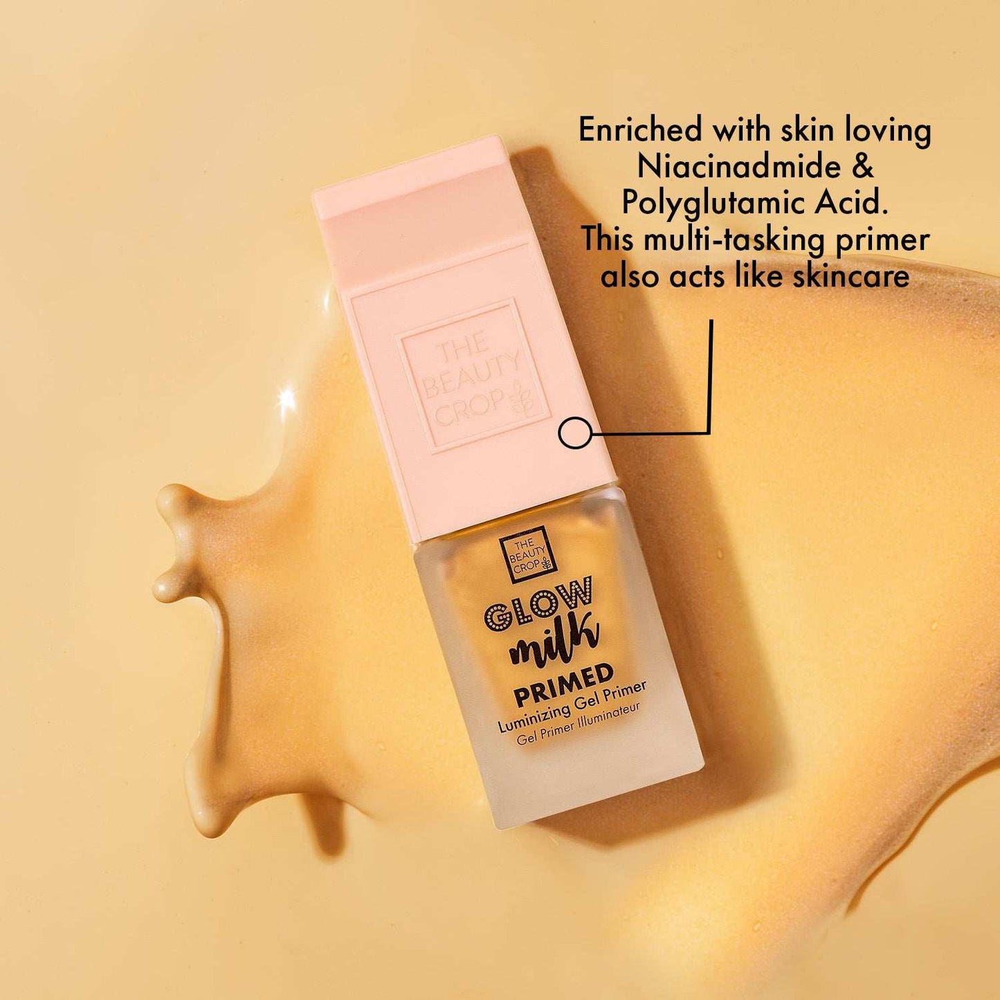 Enriched with skin loving Niacinadmide & Polyglutamic Acid. This multi-tasking primer also acts like skincare