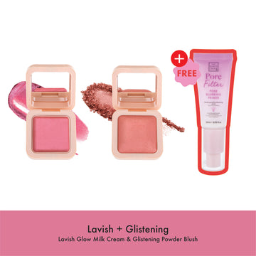 Lavish Cream & Glistening Powder Blush + PoreFilter Primer