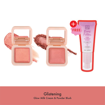 Glistening Cream & Powder Blush + PoreFilter Primer