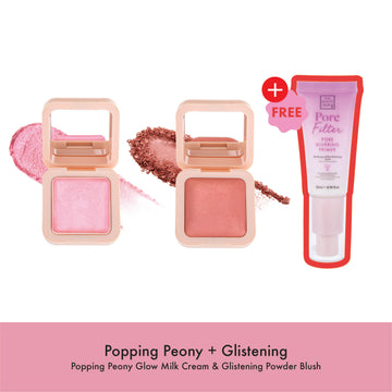 Popping Peony Cream & Glistening Powder Blush + PoreFilter Primer