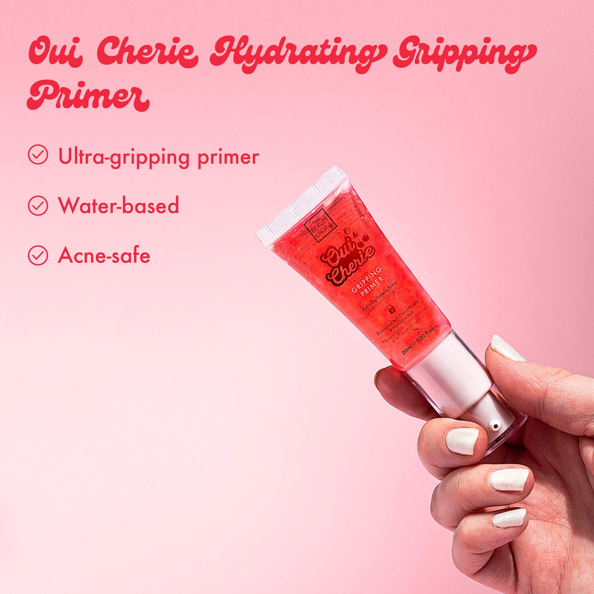 Oui Cherie Hydrating Gripping
Primer, Ultra-gripping primer, Water-based, Acne-safe