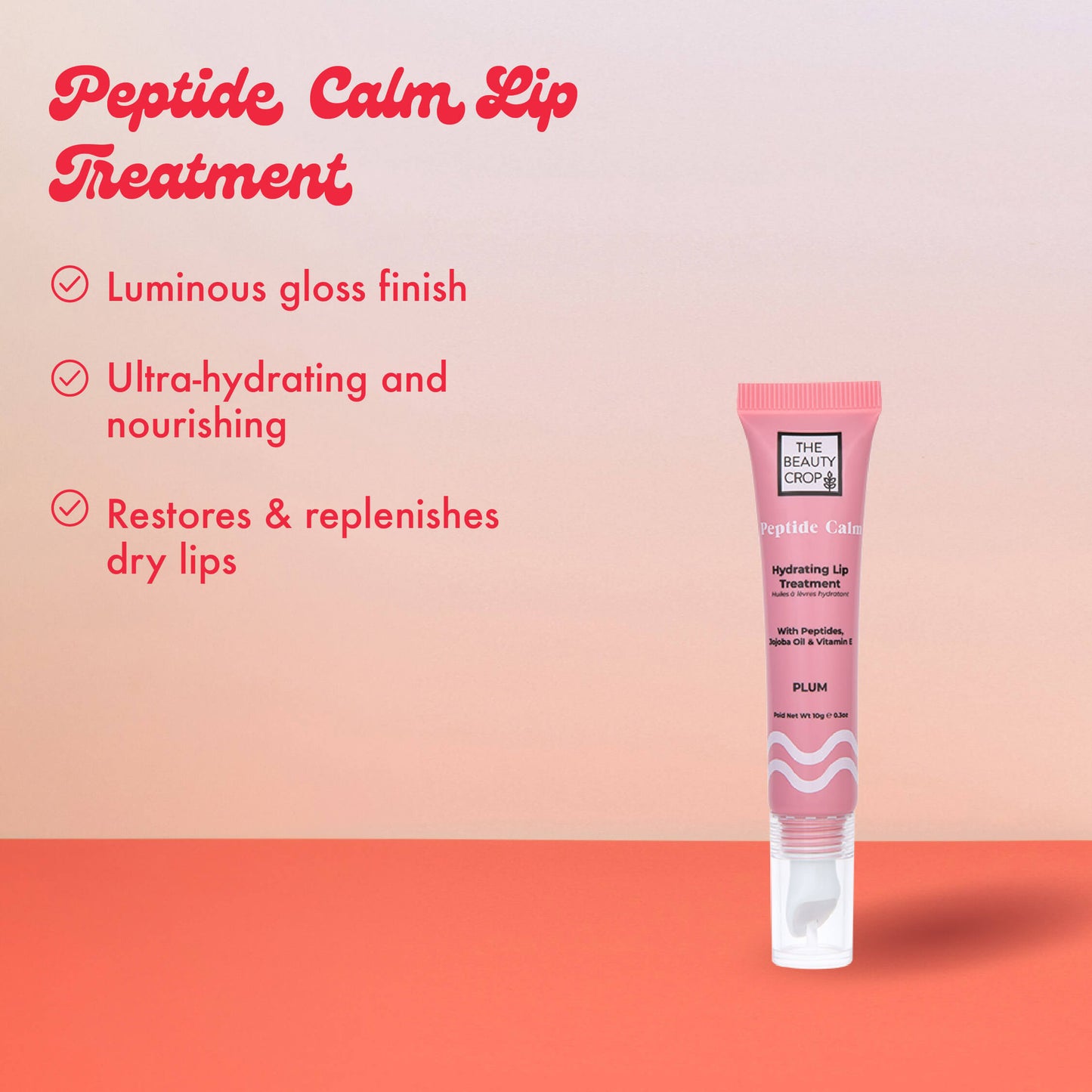 Peptide Calm Lip Treatment
• Luminous gloss finish
• Ultra-hydrating and nourishing
• Restores & replenishes dry lips