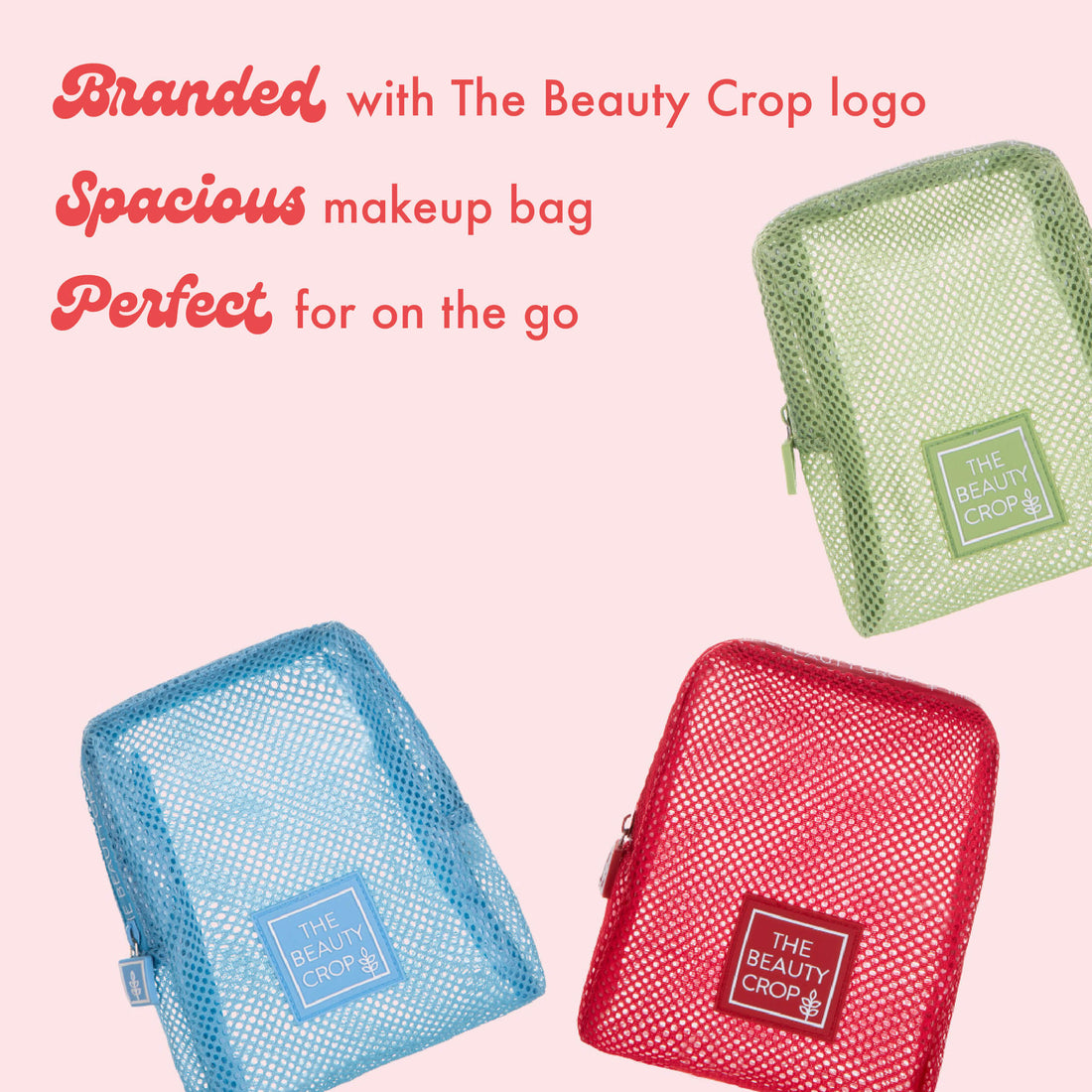 Branded with The Beauty Crop logo
Spacious makeup bag 
Perfect for on the go