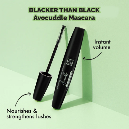 blacker than black - avocuddle mascara: instant volume and nourishes & strengthens lashes.