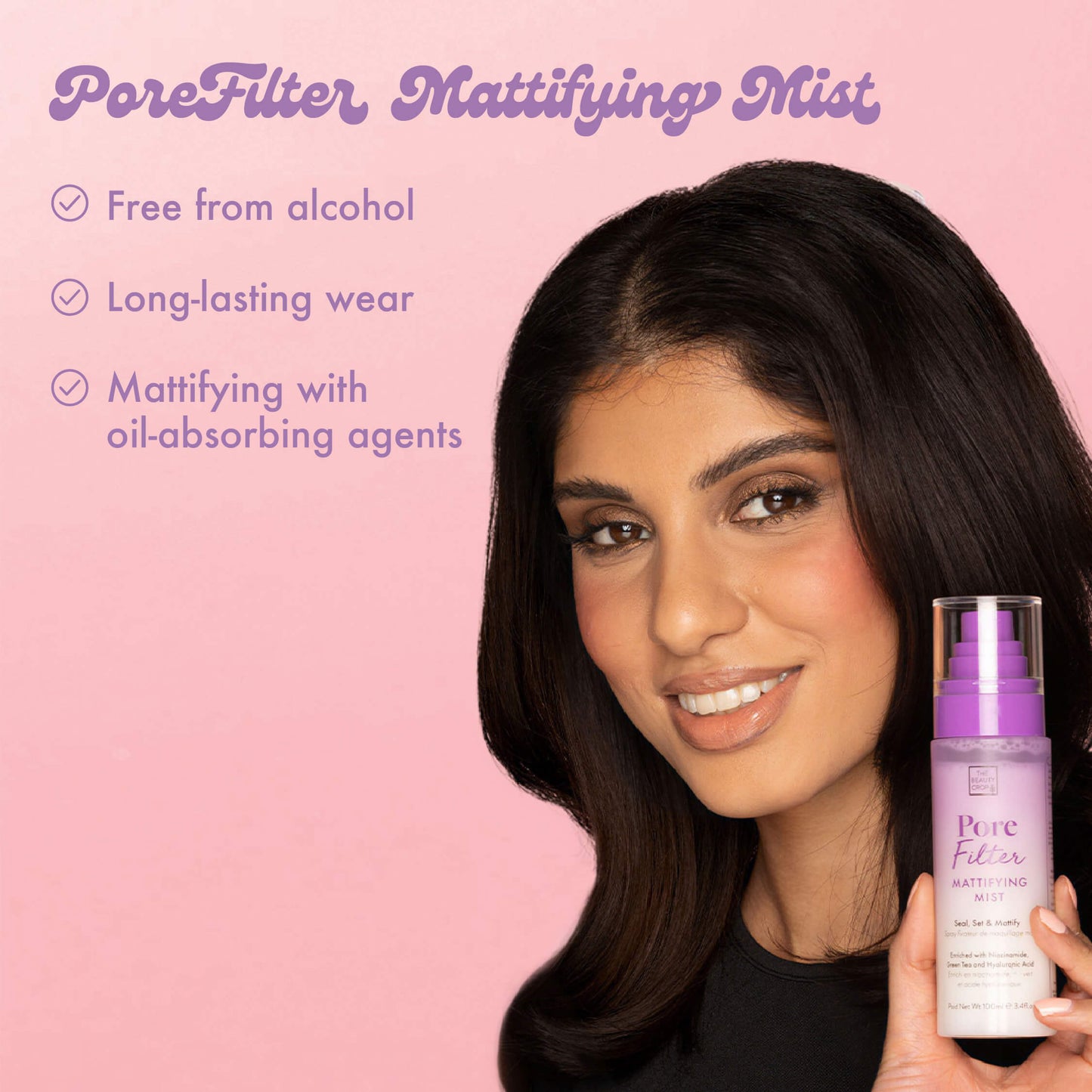 PoreFilter Mattifying Mist, Free from alcohol, Long-lasting wear, Mattifying with oil-absorbing agents