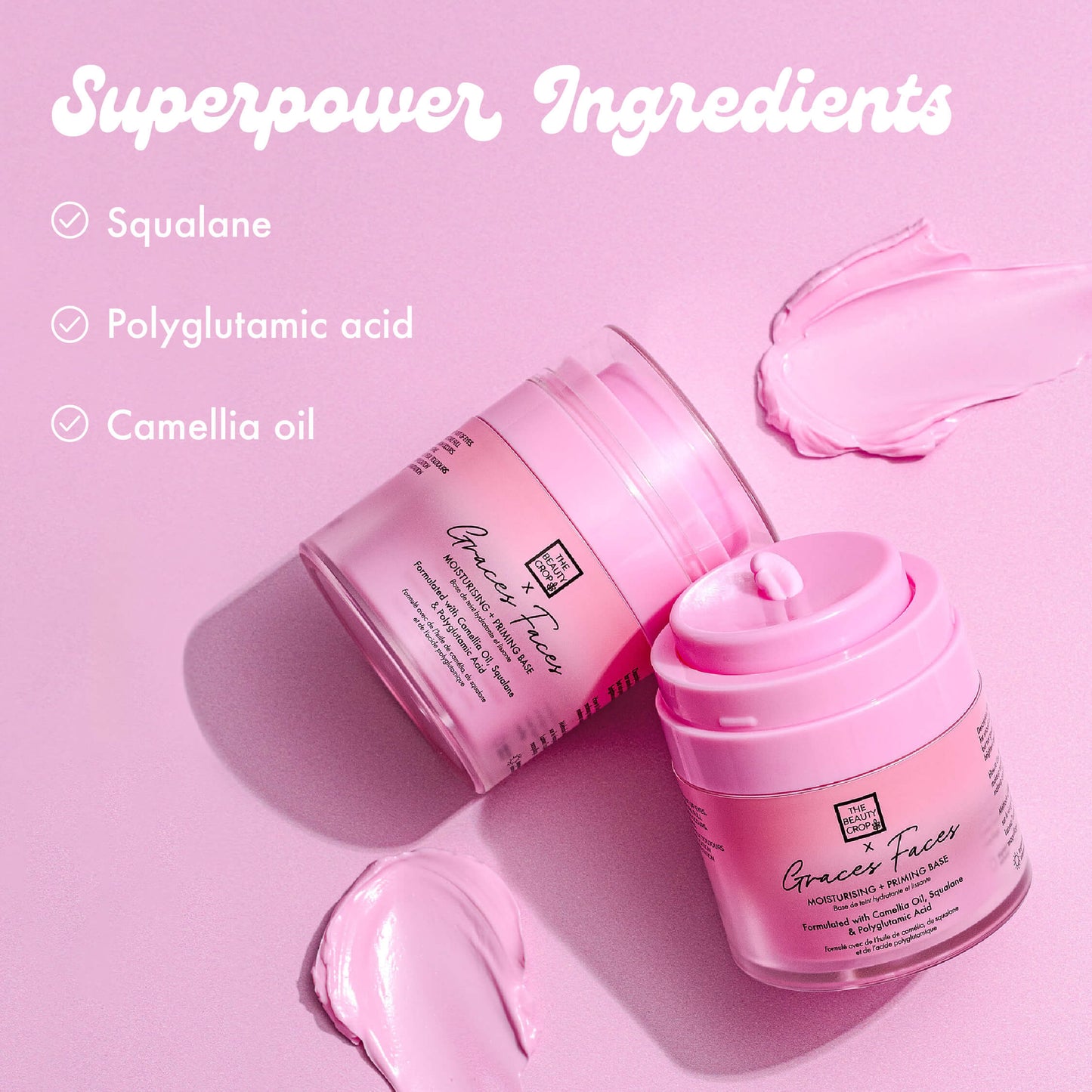 Superpower Ingredients Squalane Polyglutamic acid Chamomile oil