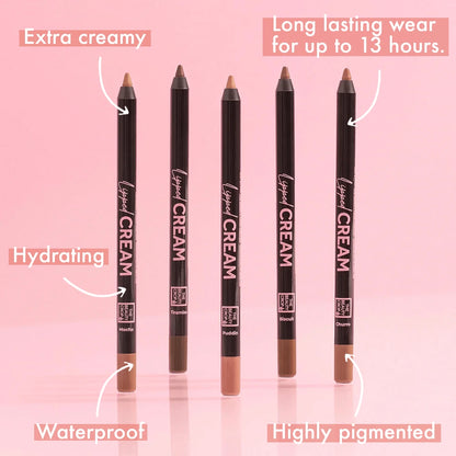 extra creamy, long lasting wear for up to 13 hours, hydrating, waterproof, highly pigmented